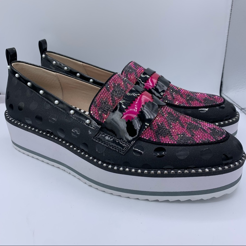 Betsey Johnson rhinestone jewel slip on platform shoes women’s Size 9 1/2 - Picture 5 of 11